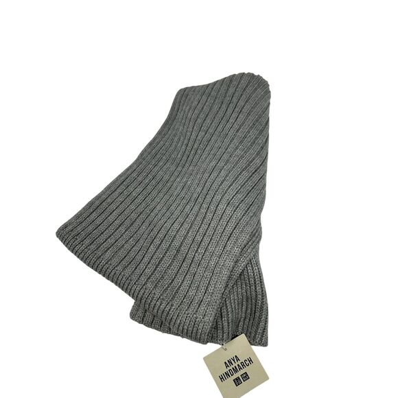 Uniqlo x Anya Hindmarch Light Grey Wool Blend Pocket Scarf 66x10 NWT - Picture 5 of 6